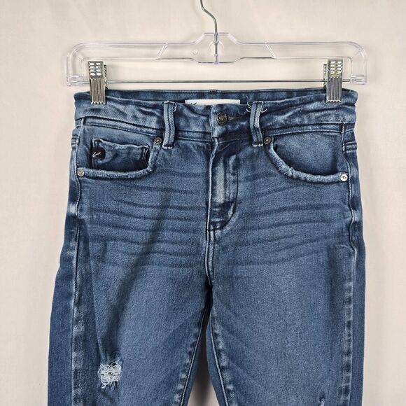 KanCan Jeans Women's 24 Blue Medium Wash Distressed Skinny Ankle - Picture 2 of 16